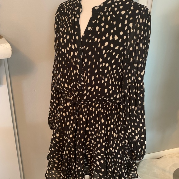 A-Line Dress By Together polka dot Black Gauzy Romantic Flouncy whimsigoth Sz M - Picture 11 of 16